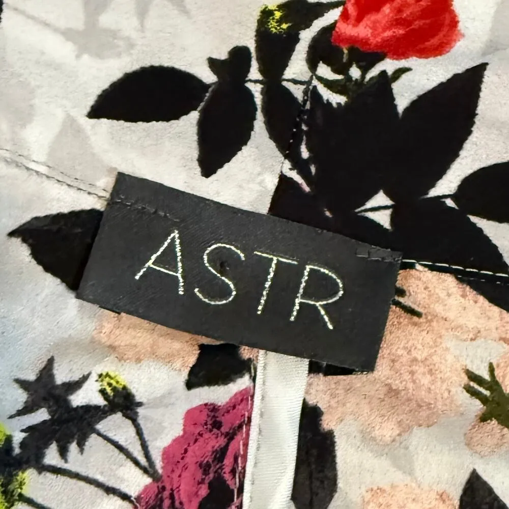 ASTR Womens Gray Pink Floral Open Front Long Sleeve Light Draped Cardigan Blazer - Image 8