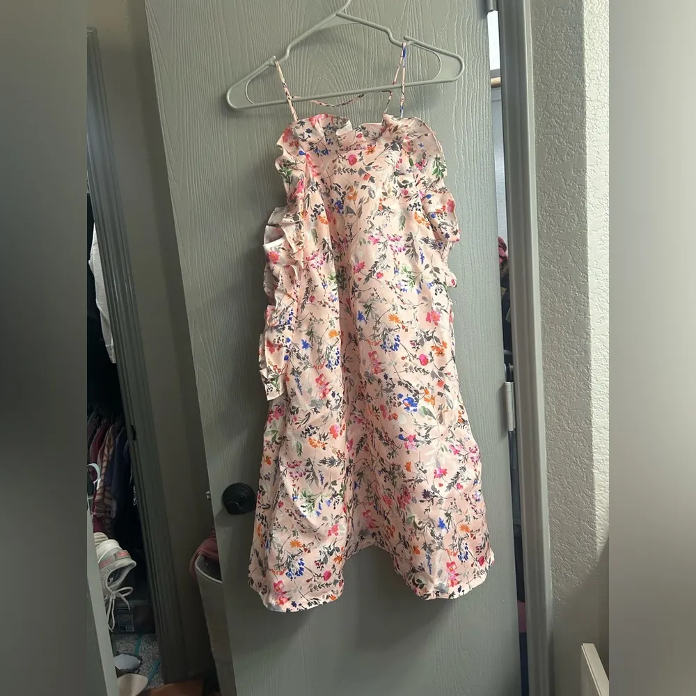 MSGM Floral Silk Mini Dress Pink Size 14 - Image 2