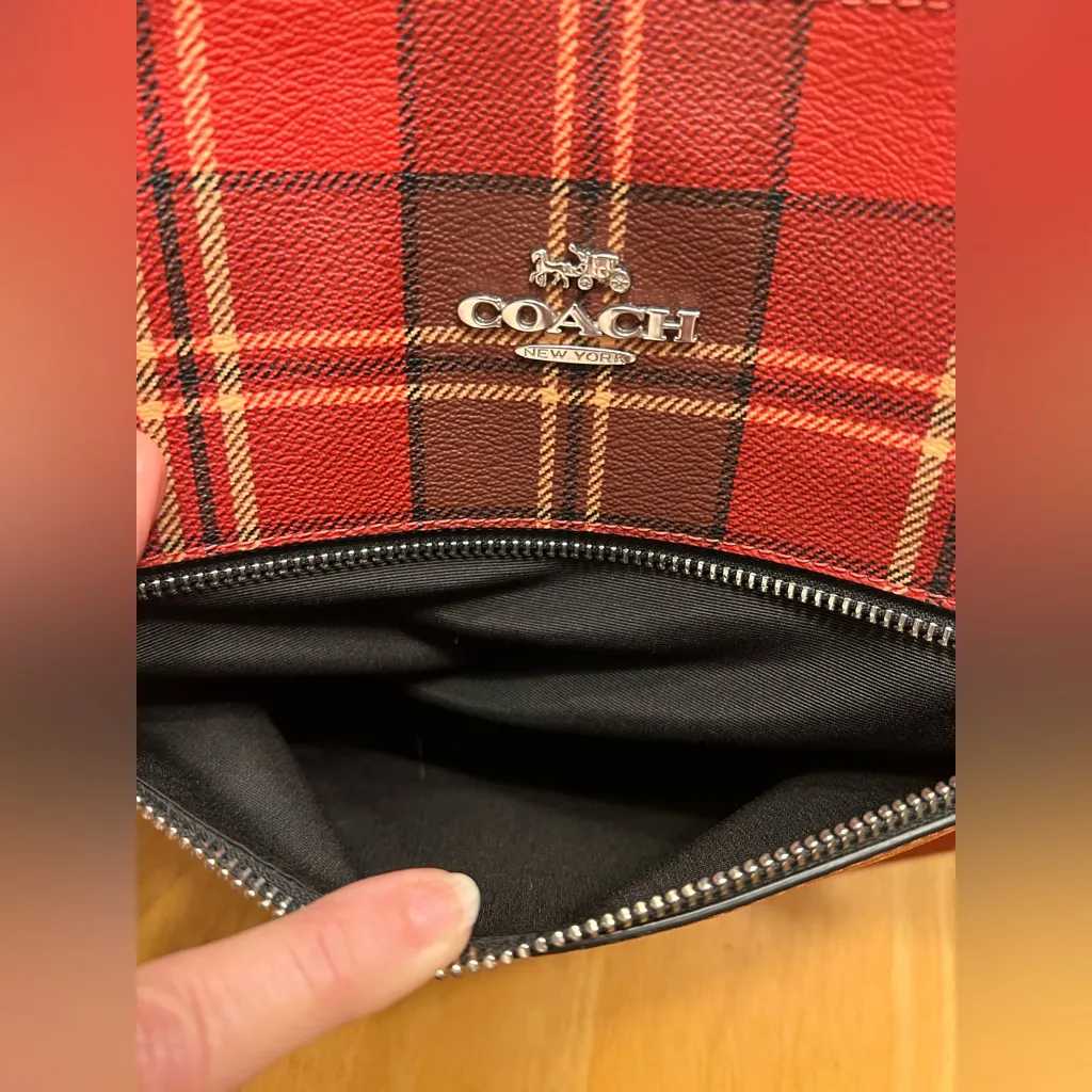 Coach Red Black Tartan Plaid Tote Bag - Image 16