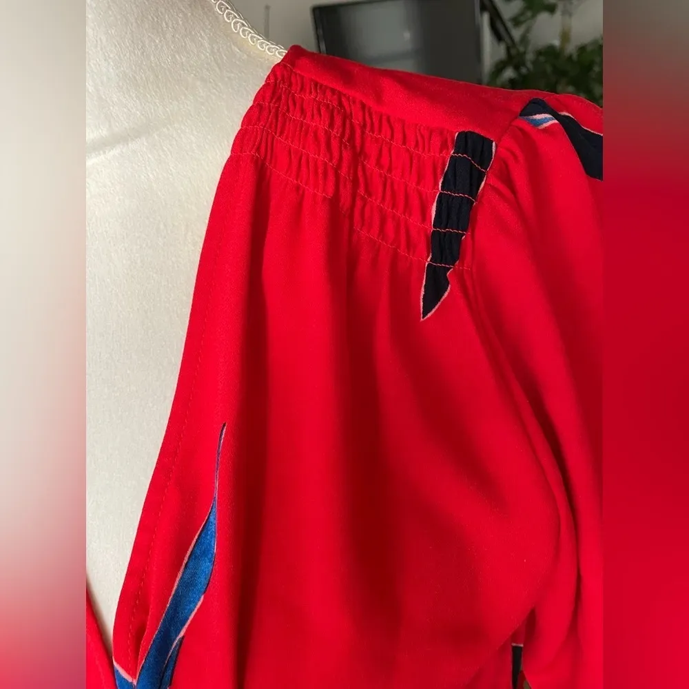 A New Day Red Floral Print Wrap Surplice Maxi Dress Pockets Side Tie Summer Sz S - Image 6