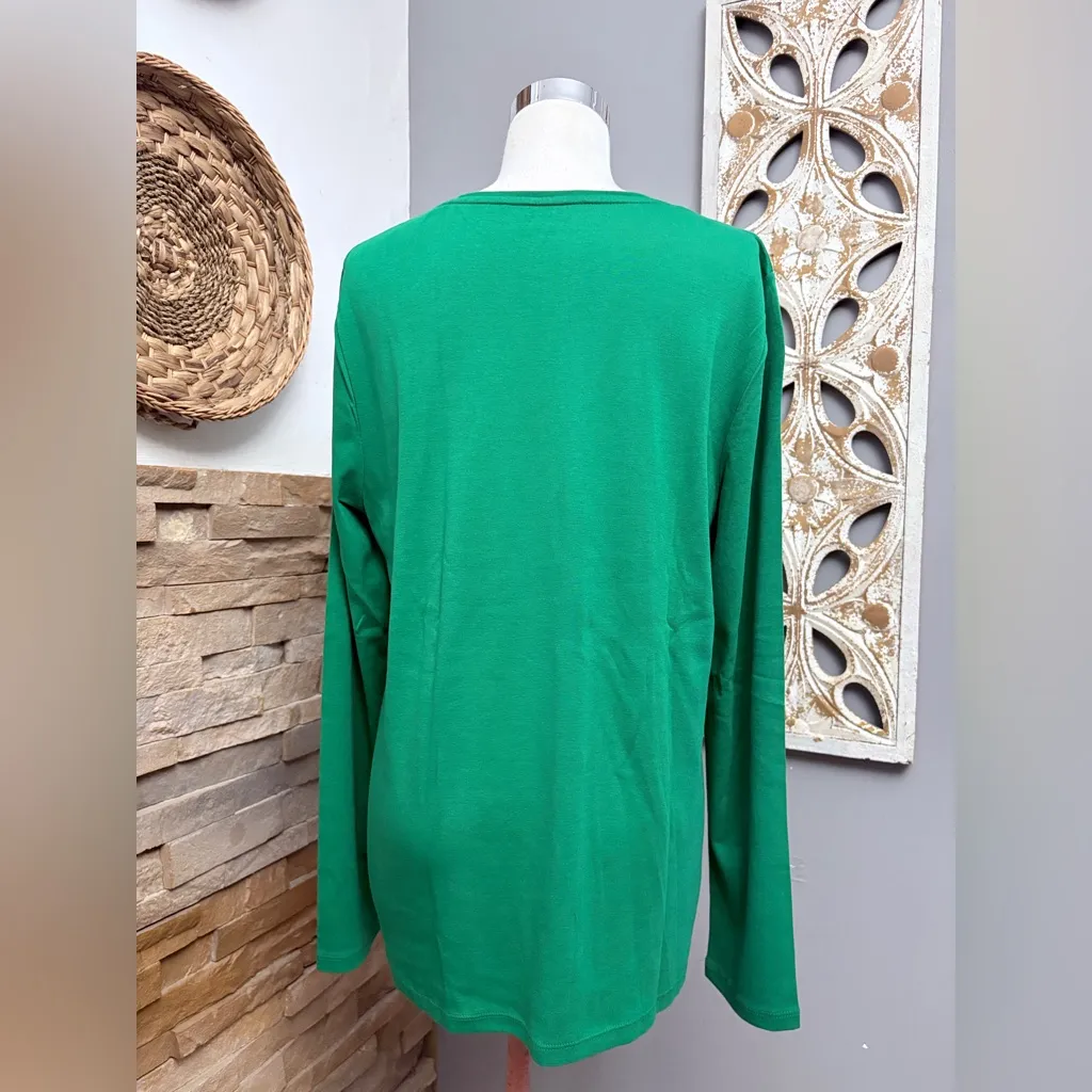 The Talbots Tee Vibrant Green Long Sleeve classic top - Image 3