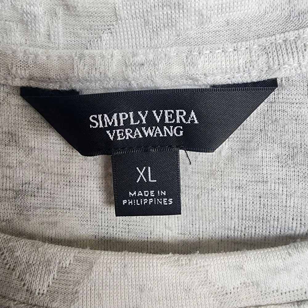 Simply Vera Vera Wang Light Gray Tie Back Short Sleeve Tee Shirt (XL) - Image 5