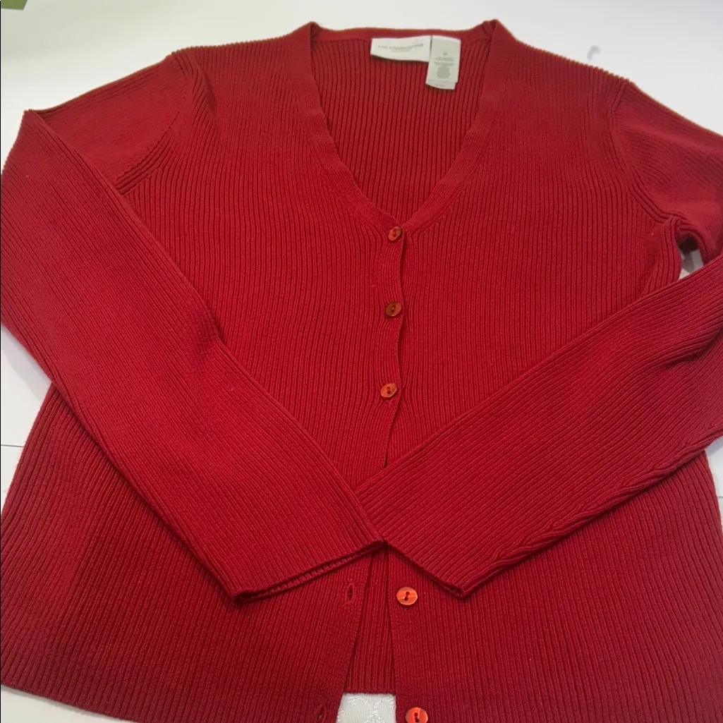 Liz Claiborne V-Neck Red Sweater - Image 10