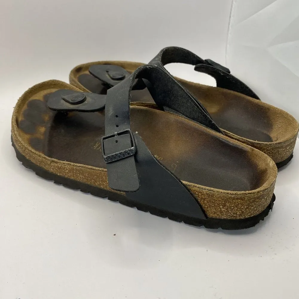 Birkenstock Mayari Birko Flor Black Leather Sandals Womens Sz EU 38 US W7 - flaw - Image 6