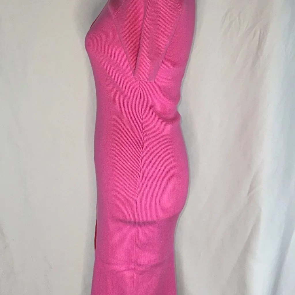 Share Andree by Unit Pink and Red Color Block Dress Bodycon Ribbed Size Small - Image 3