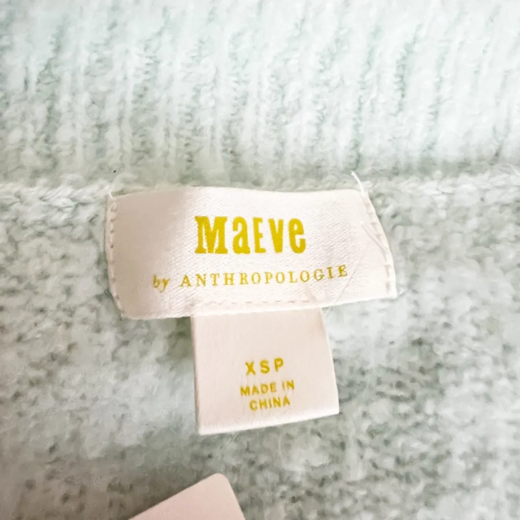 NEW Maeve Anthropologie Wool Plush Fuzzy V Neck Long Sleeve Pullover Sweater XSP - Image 2