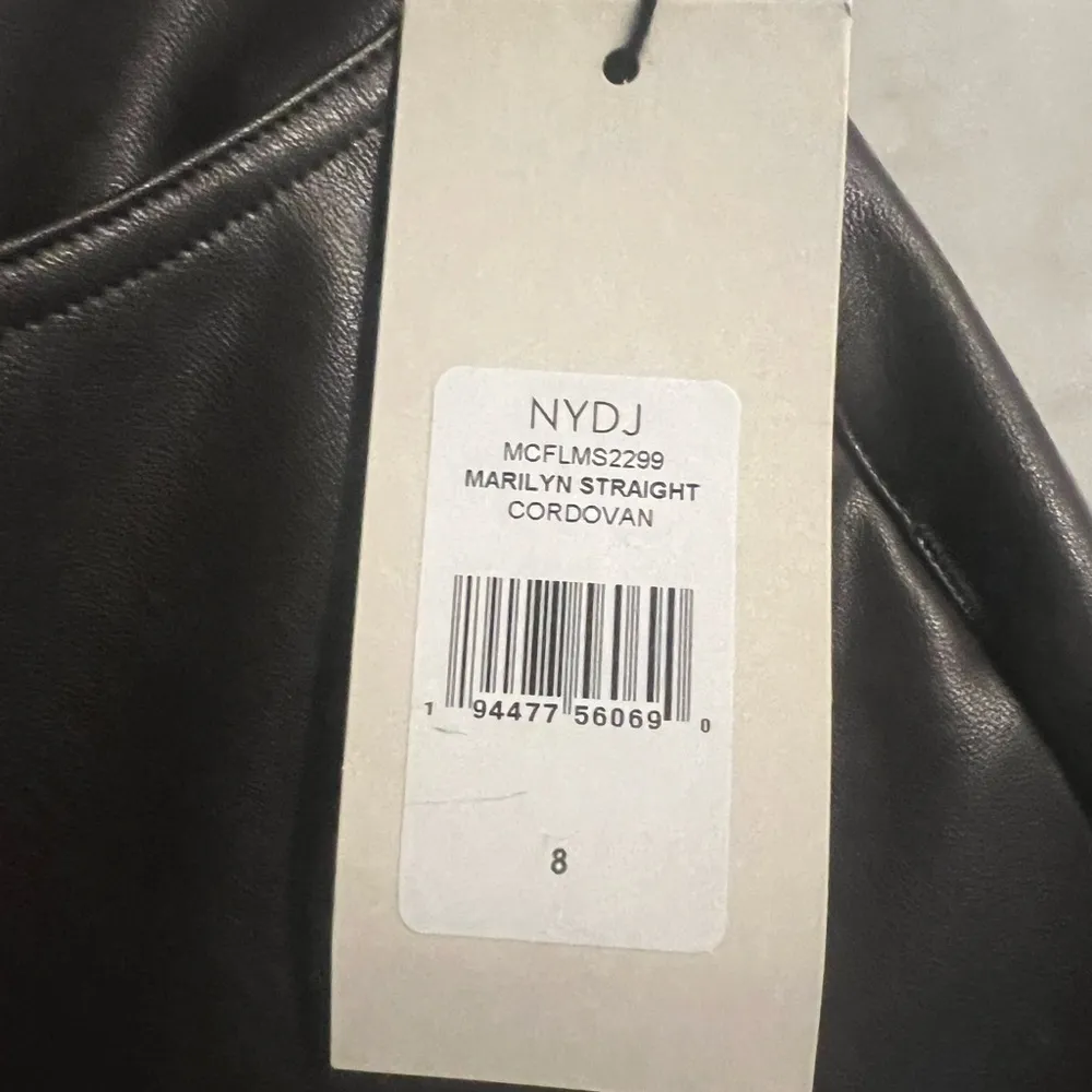 New NYDJ Lift Tuck Marilyn Straight Jeans 8 Brown Cordovan Faux Leather $119 - Image 7