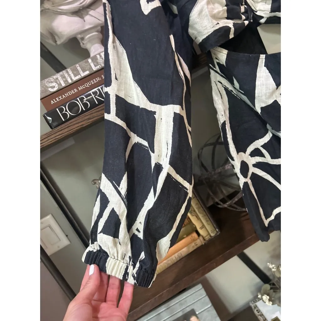 Anthropologie SUMMER AWAY Barths Linen Mini Dress Black Womens Size Medium - Image 11