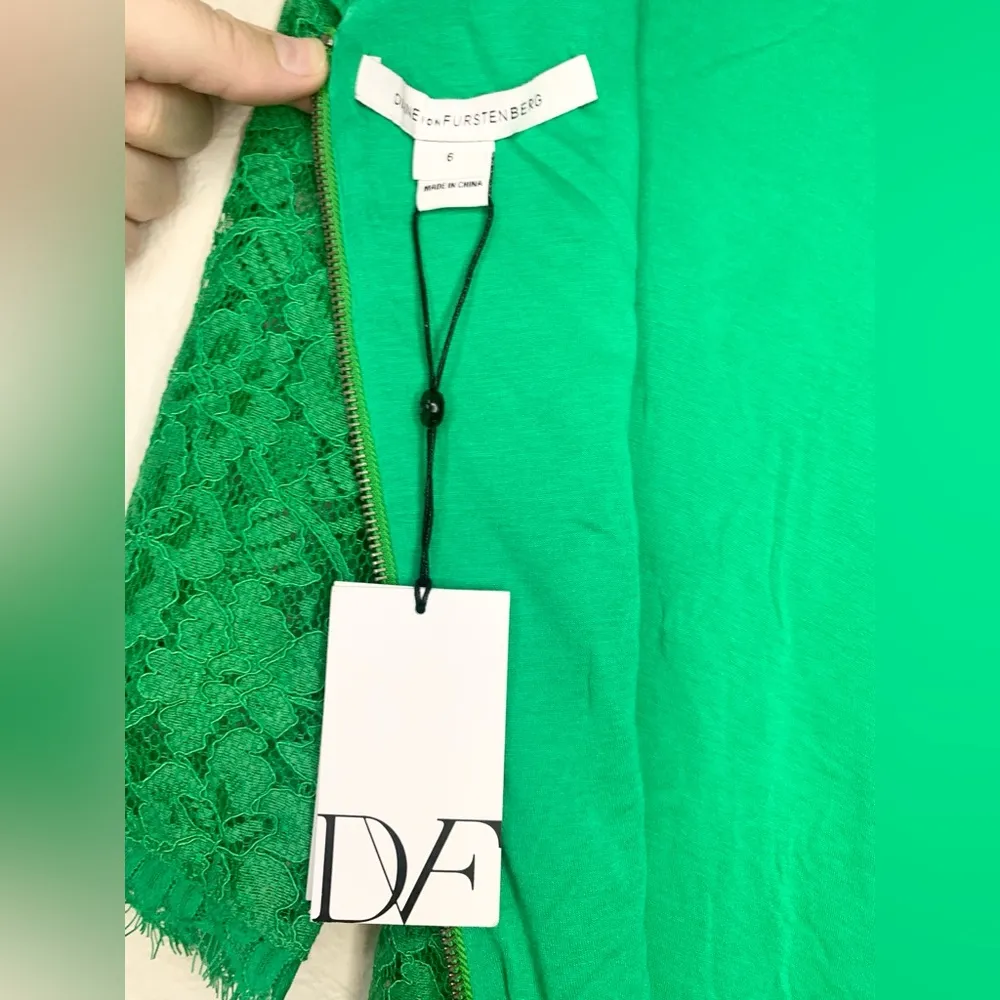 Diane Von Furstenberg Zarita Lace Dress Spring Green NWT Size 6 - Image 10