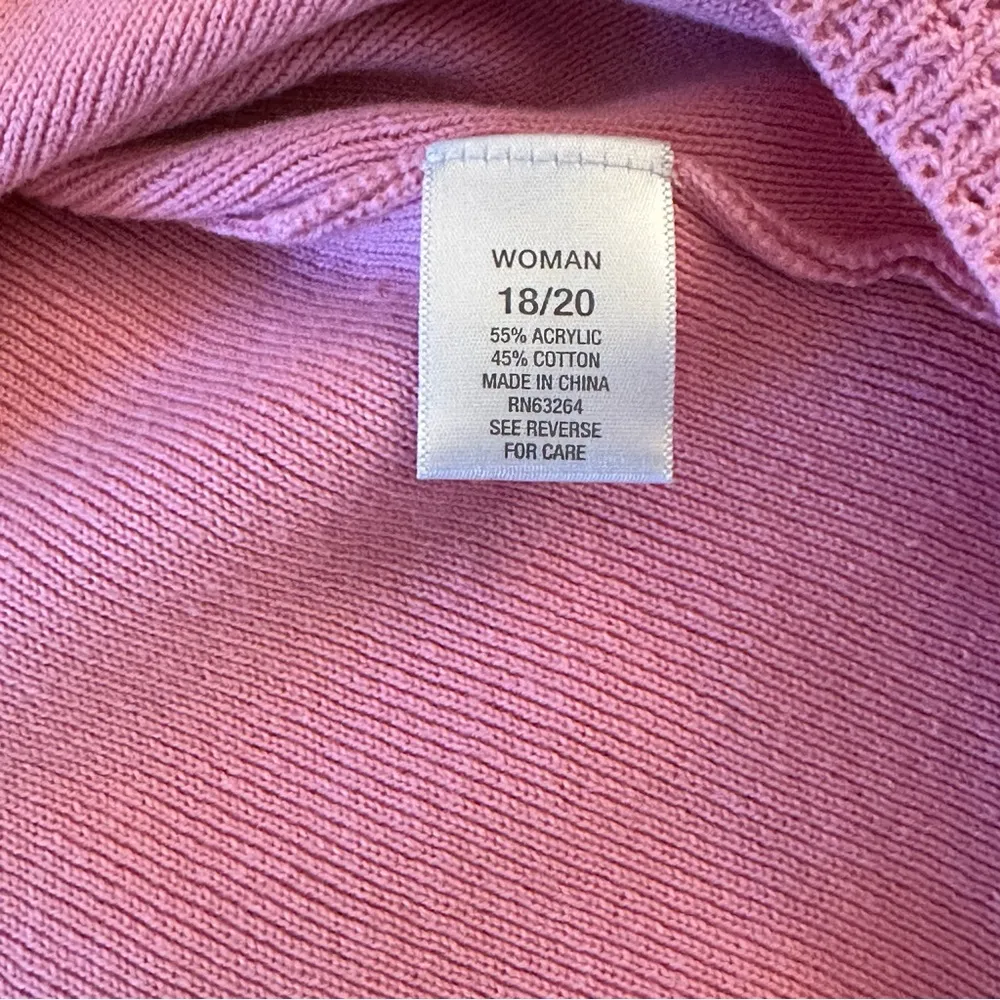 Dressbarn Rose Pink Short Sleeve Ribbed Knit Square Neck Sweater Size 18/20 - Image 7