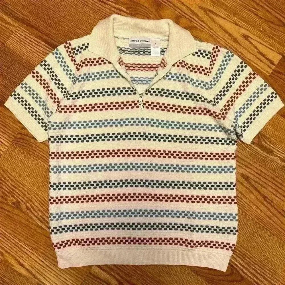 Vintage Checkered quarter zip Collared short sleeve sweater Alfred Dunner PL - Image 3