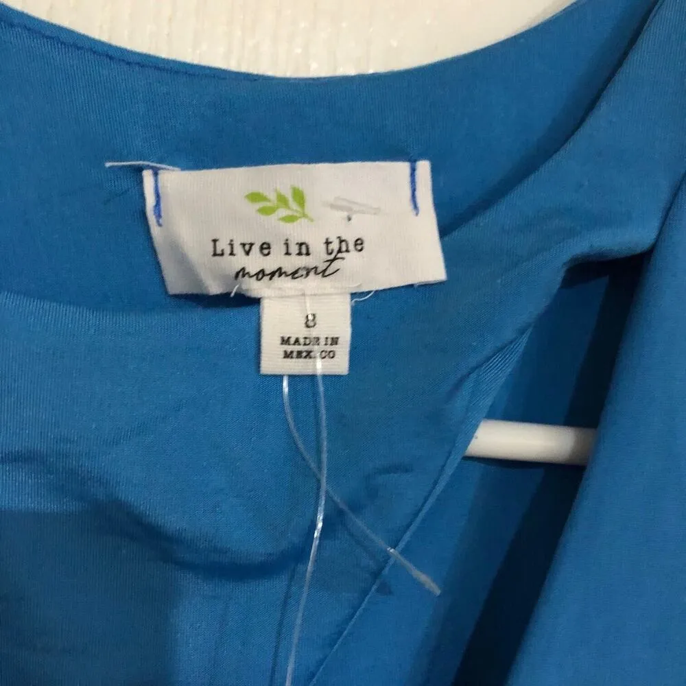 Live In The Moment Womens‎ Tank Bodysuit Size 8 Blue Cutout High Neck Sleeveless - Image 2