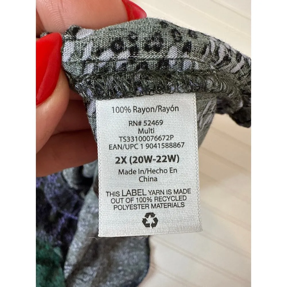 Terra & Sky Dress Cap Sleeve Mandarin Collar Maxi Dress Colorblocked Plus Sze 2X - Image 6