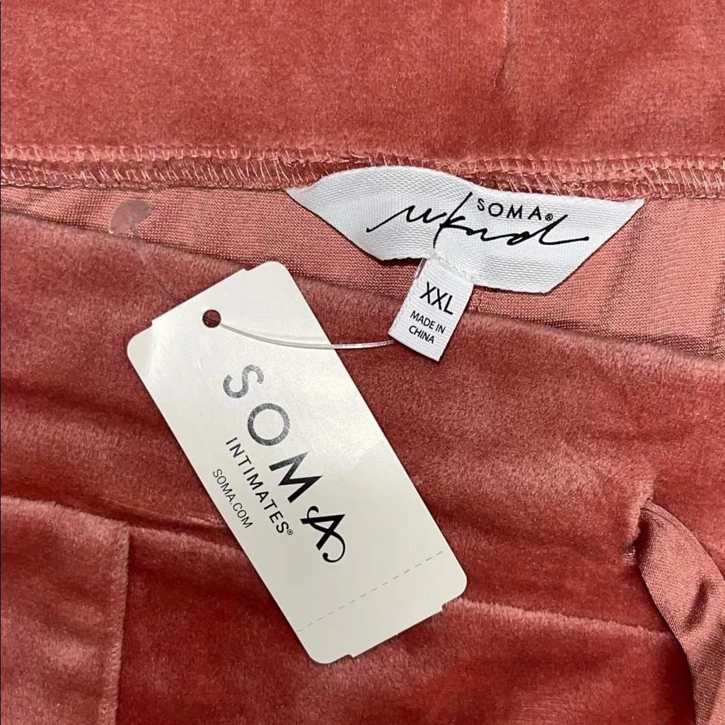 Soma Wknd NWT Size XXL Clay Rose Pink Velour Lounge Jogger Pants - Image 3