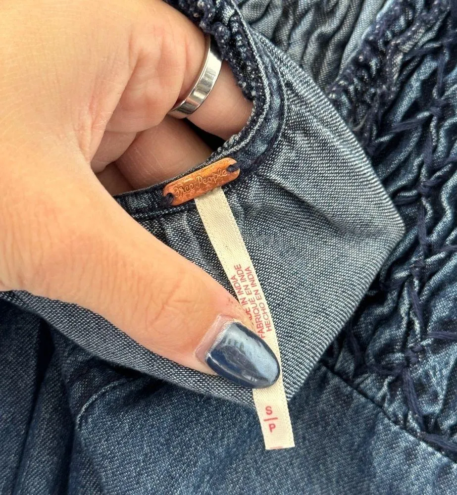 FREE PEOPLE Clear Skies Denim Maxi Dress S - Image 11