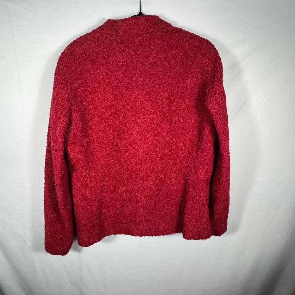 Ann Taylor Red Wool Blend Boucle Blazer Jacket Career Wear Size 14 - Image 3