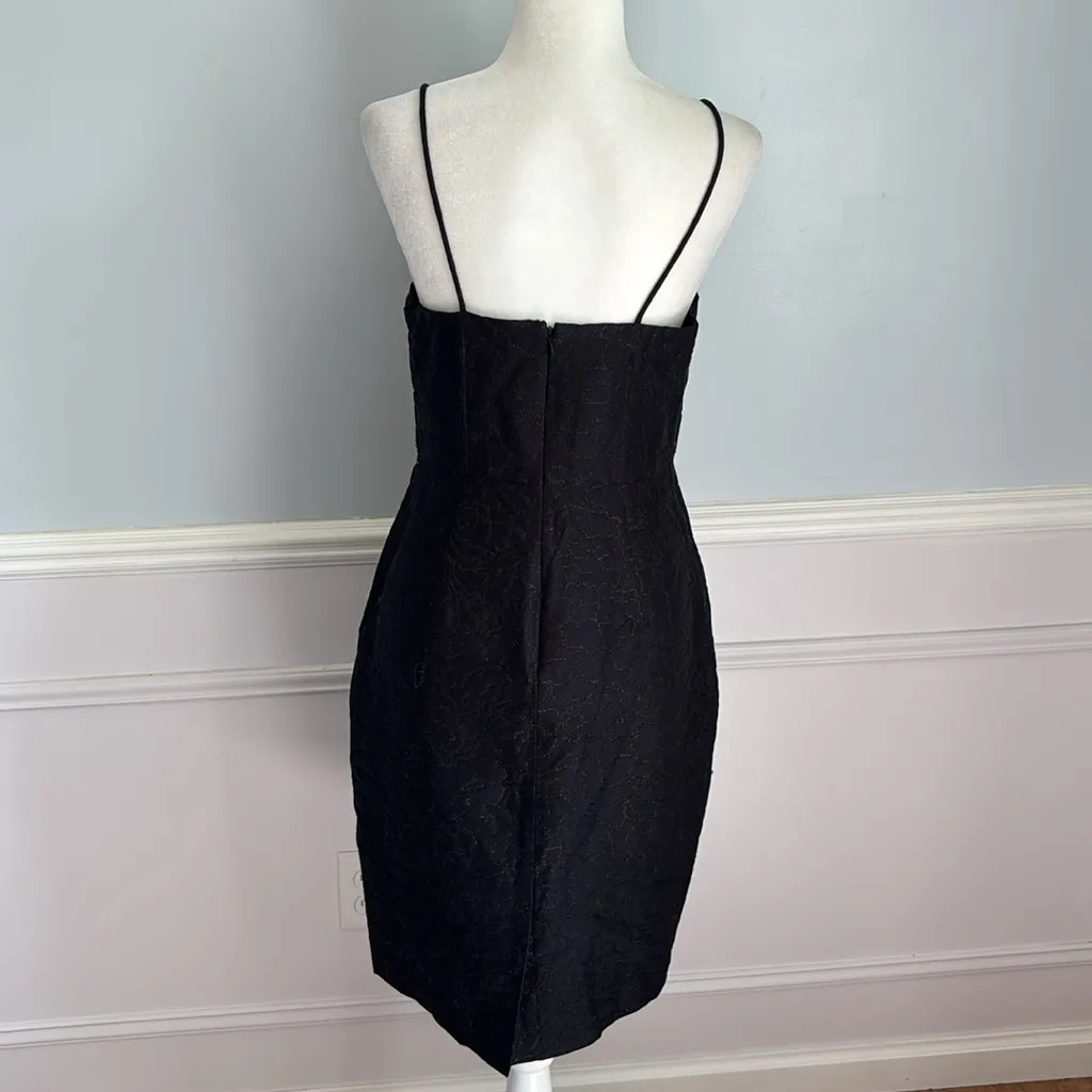 J.Crew Cocktail Dress Size 8 Floral Jacquard Glitter Black Party Cotton Silk LBD - Image 9