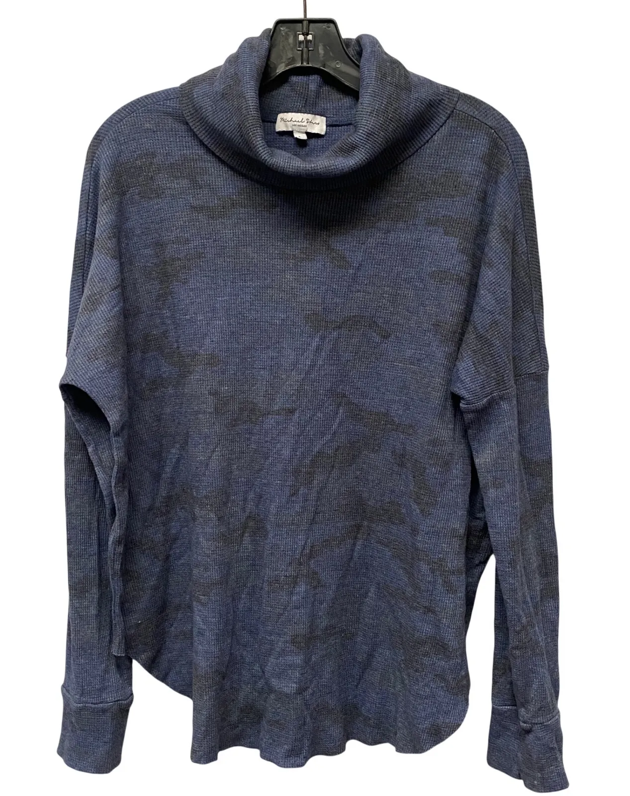 Michael Stars Camo Print Cowl Neck Thermal Pullover Top Women's Sz L Granola - Image 1