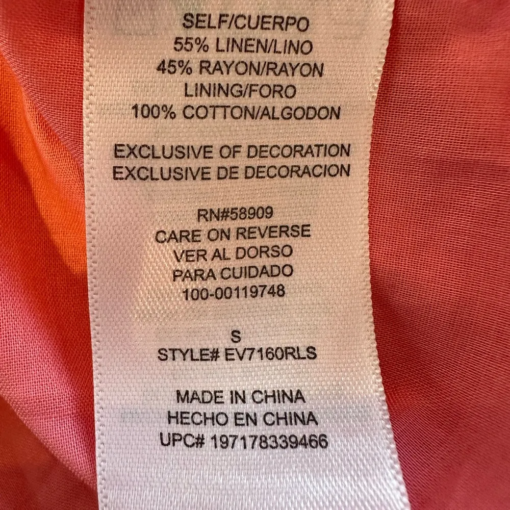 Every V neck linen blend sundress Size Small New with tags Pink - Image 11