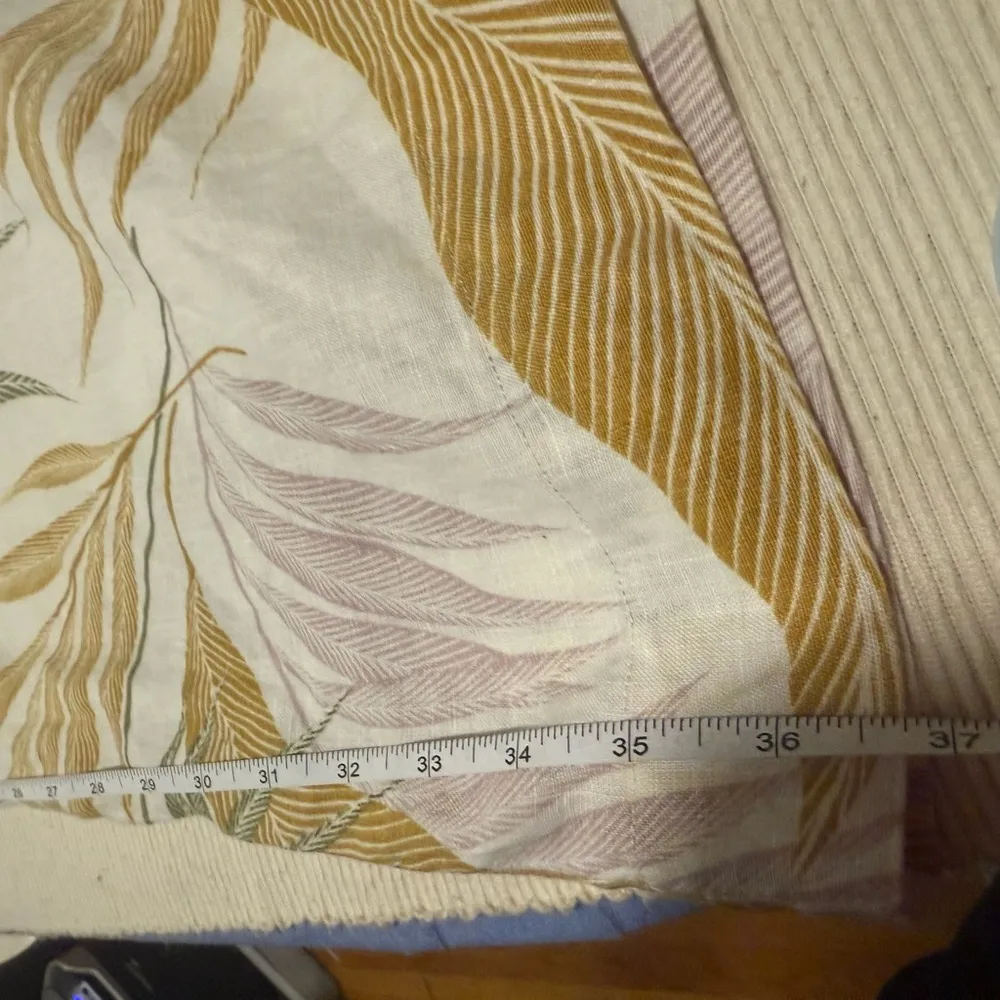 Tahari 100% Linen Palm Leaf Wide Leg Pants Elastic Waist L - Image 3