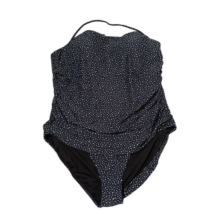 J. Crew Ruched Bandeau One-Piece‎ Swimsuit in Navy & White Polka Dot Sz 24 NEW - Image 2