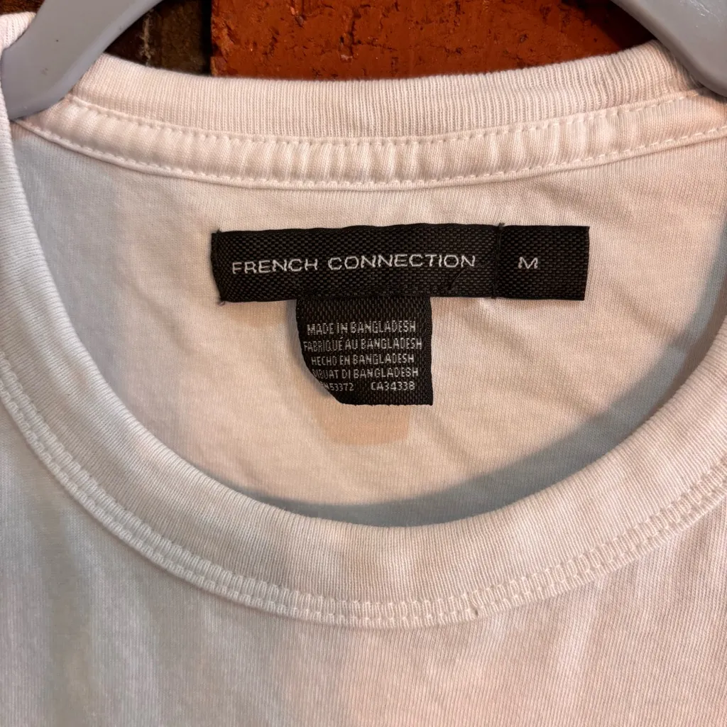 French Connection womens Christmas Holiday bicycle lights t-shirt white M - Image 4