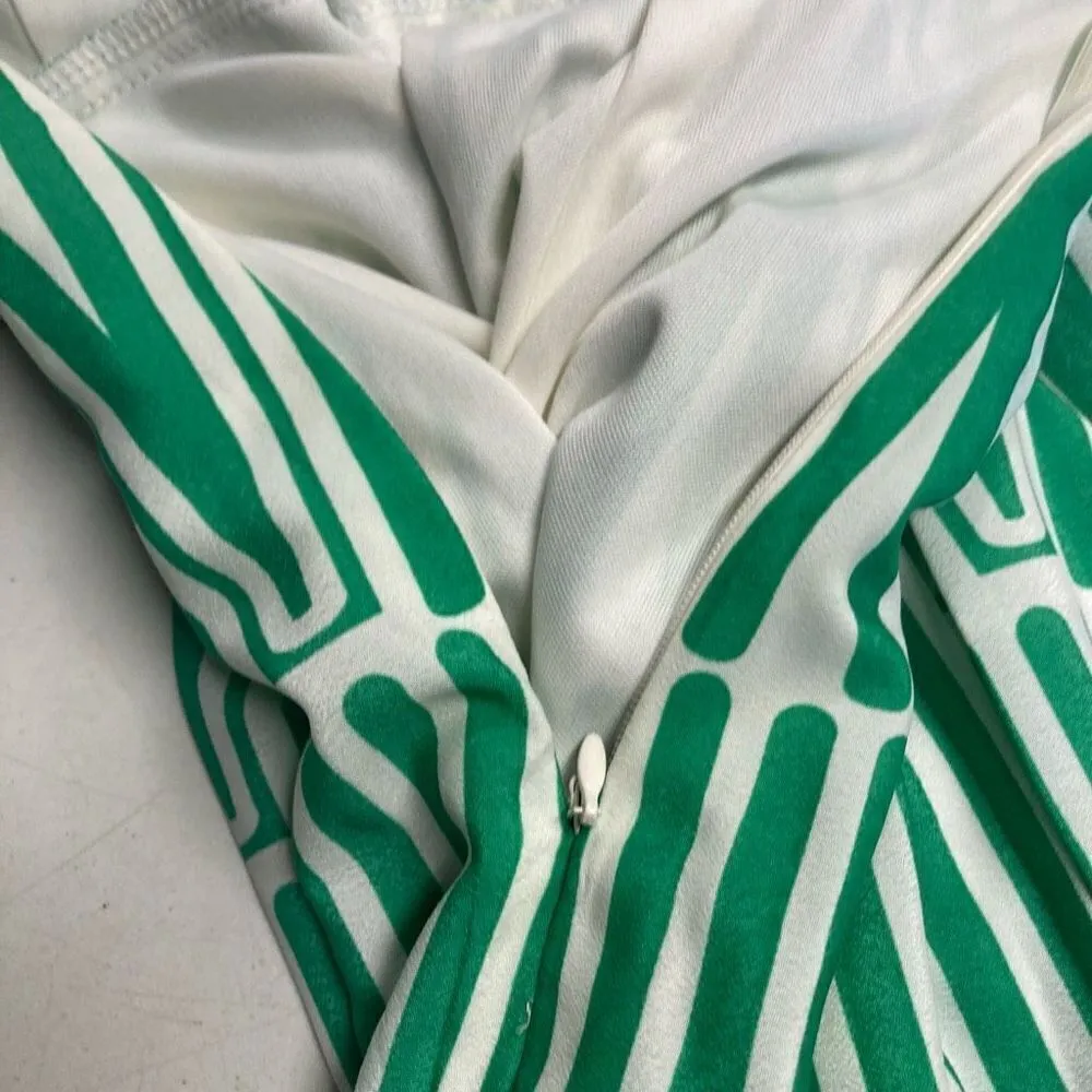 PINK OWL‎ Women’s Dress Green & White Fit & Flare Size Large Sleeveless - Image 3