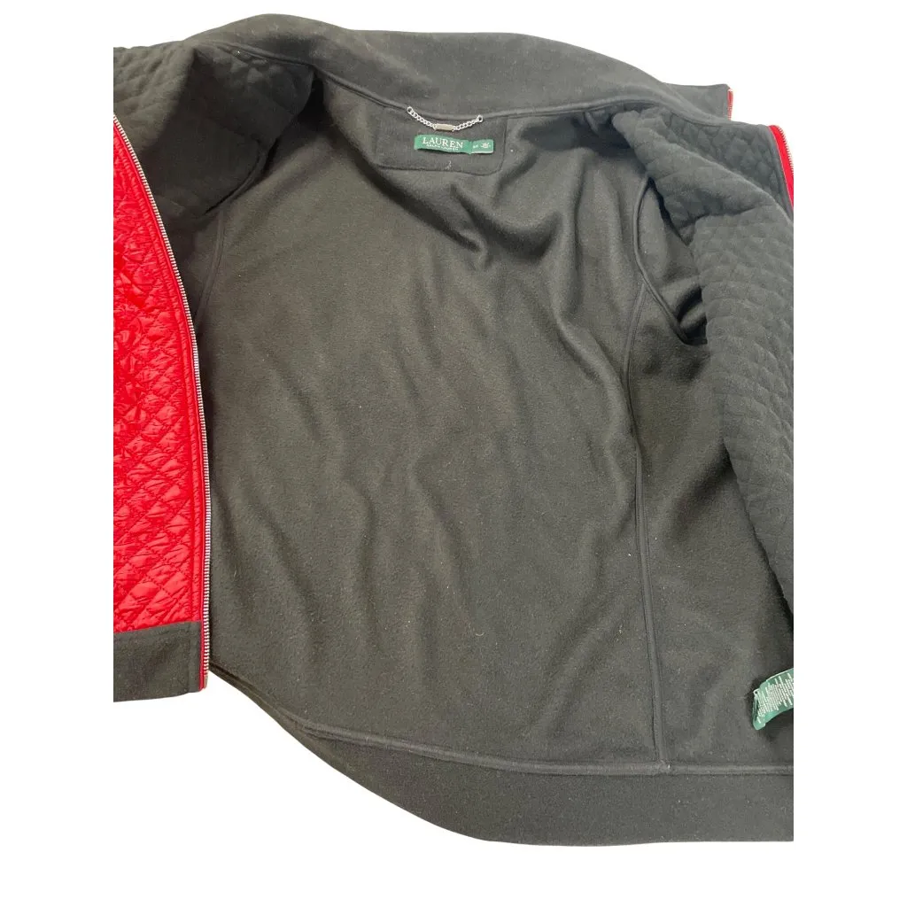 Lauren Ralph Lauren Womens Black Red Diamond Quilted Zip Fleece Jacket Sz 3X SKU - Image 15