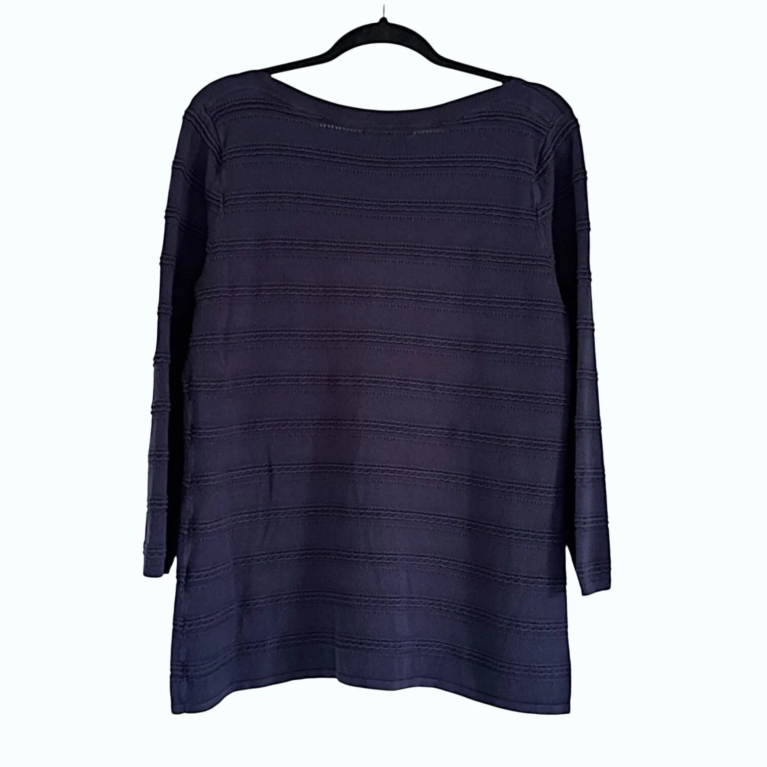 41 Hawthorn Dark Blue Textured Knit Top 3/4 Sleeve Boat Neck Pullover Size XL - Image 2