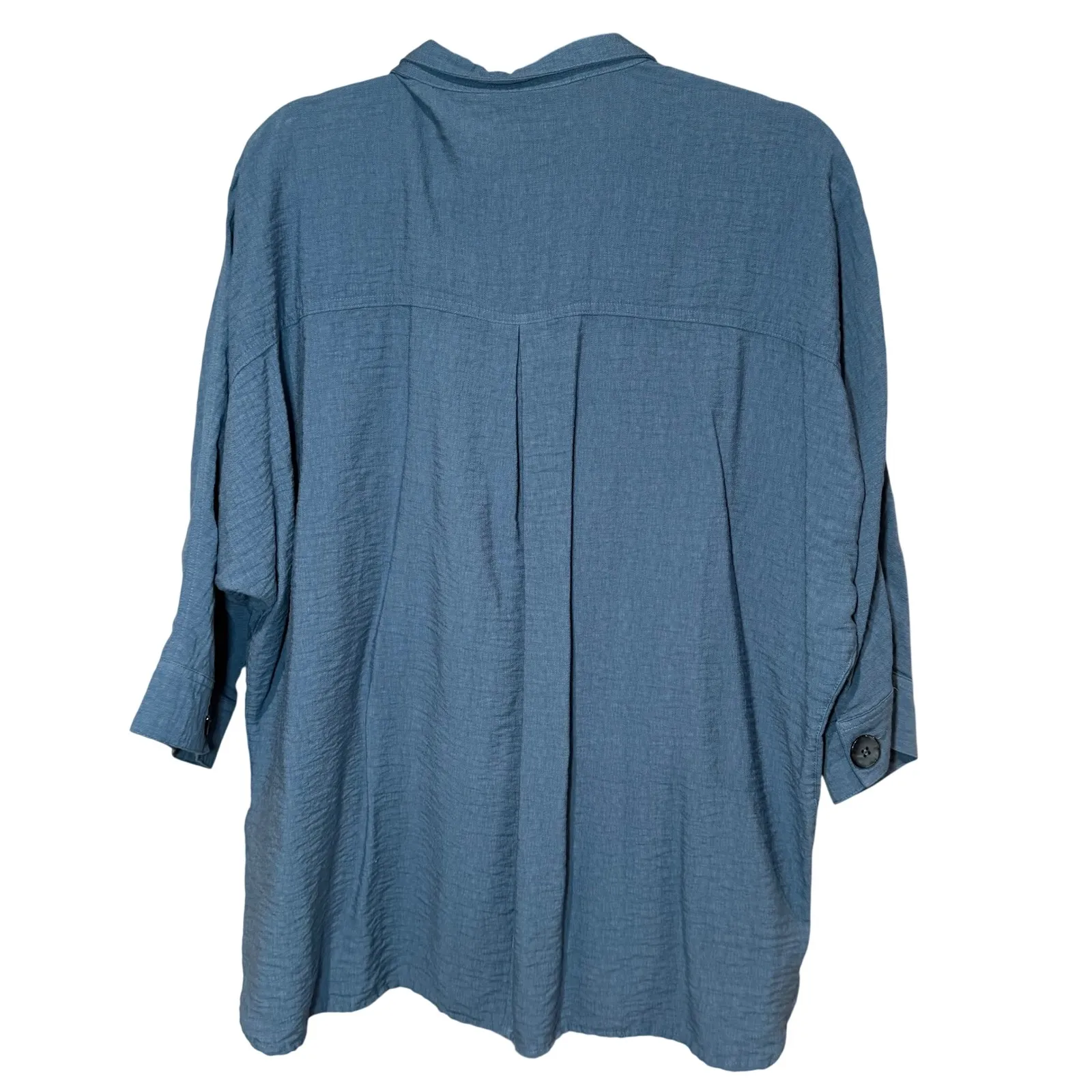 John Mark Pullover Button Blouse Tunic Oversized Lagenlook Blue‎ Size Large - Image 2
