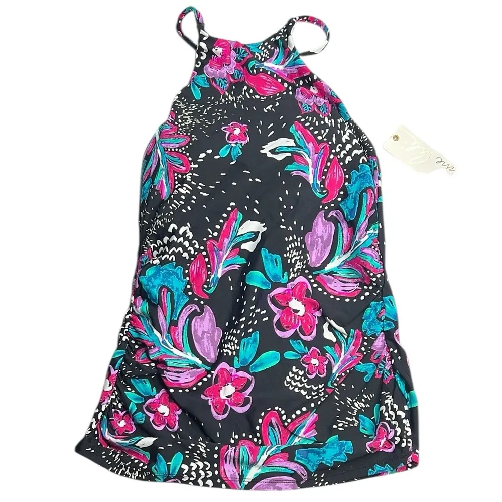 Anne Cole Women's High Neck Tankini Swim Top Strappy Back Detail. Size XS - Image 2