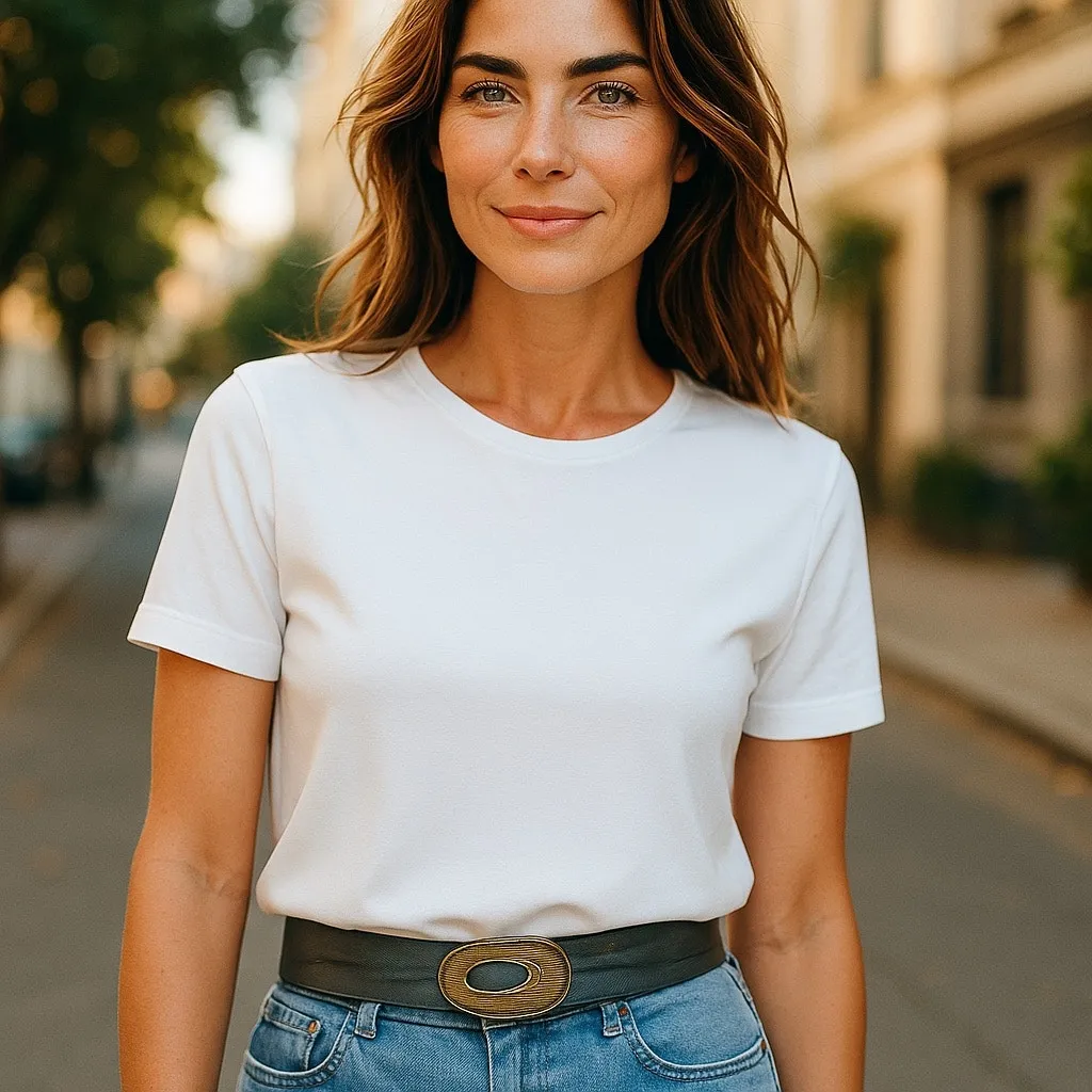 Vintage Gray Leather Adjustable Belt with Removable Buckle Gold Tone Snakeskin Gray - Image 1