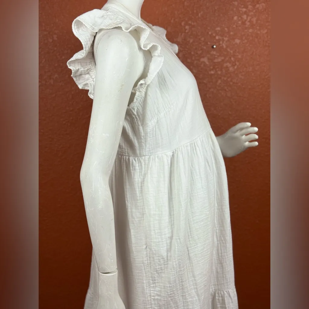 Universal Thread Cream 100% Cotton Long Sleeve Dress Size Medium - Image 2