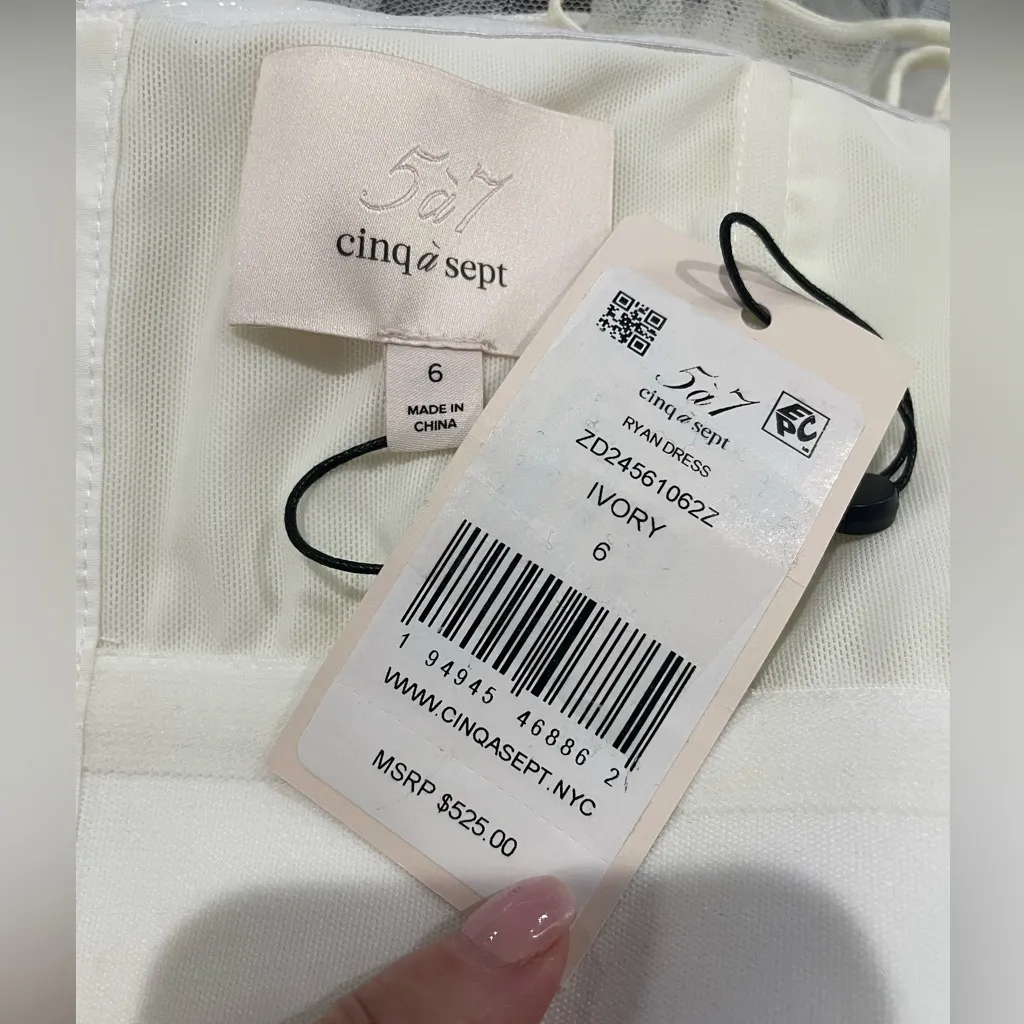 NWT Cinq a Sept Strapless Tulle‎ Ryan Dress in Ivory size 6 $525 - Image 9