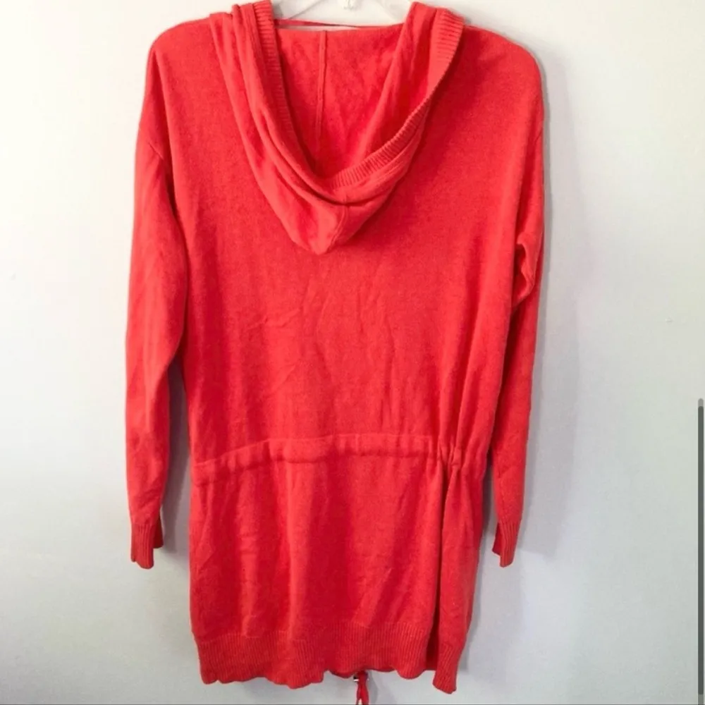 Kenneth Cole Red Long Cardigan Sweater with Hood and Drawstring Waist Size Small - Image 5