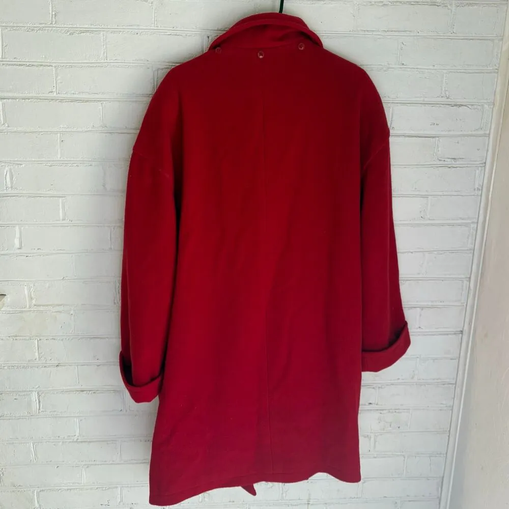 Talbots Vintage Red Wool Coat Toggle Closure Collared Winter Holiday Christmas - Image 13