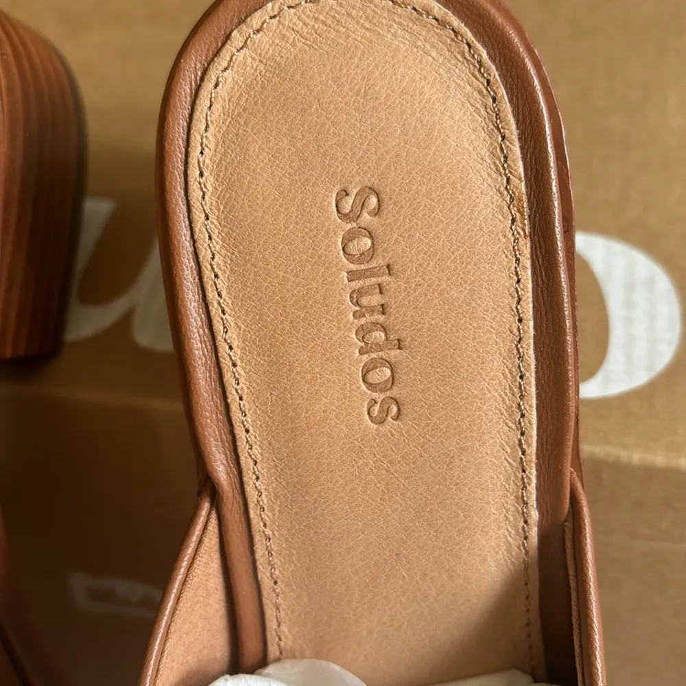 New women’s Soludos Sz 6 brown leather transitional casual Venetian mules shoes - Image 9