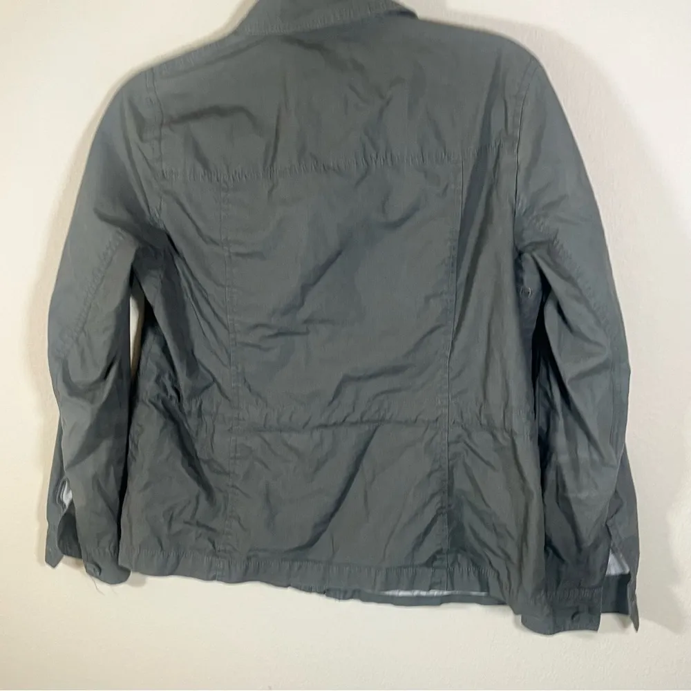 Talbots Green Safari Cropped Trench Cotton Coat Medium Petite - Image 5