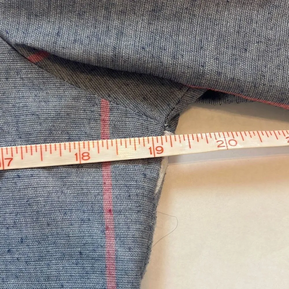 𝅺Love Notes EUC Red White Blue Stripe Button Down Peplum Cuff Sleeve Blouse Sz L - Image 7