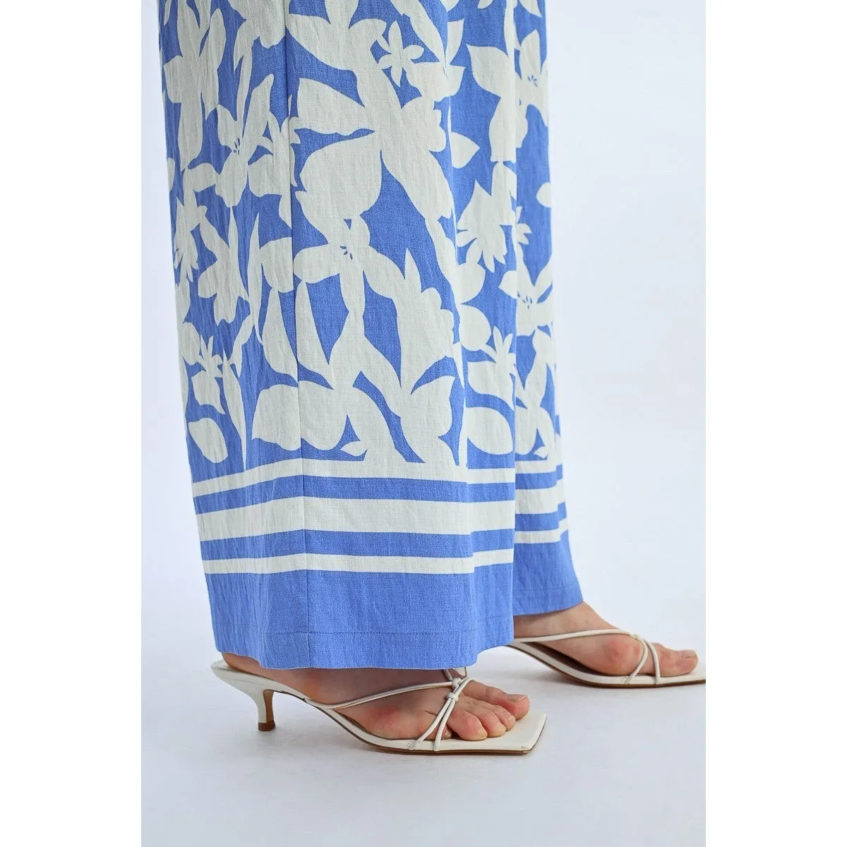 LILI SIDINIO MOLLY BRACKEN WIDE LEG BLUE WHITE PLEATED HIGH RISE PANTS NWOT‎ XS - Image 4