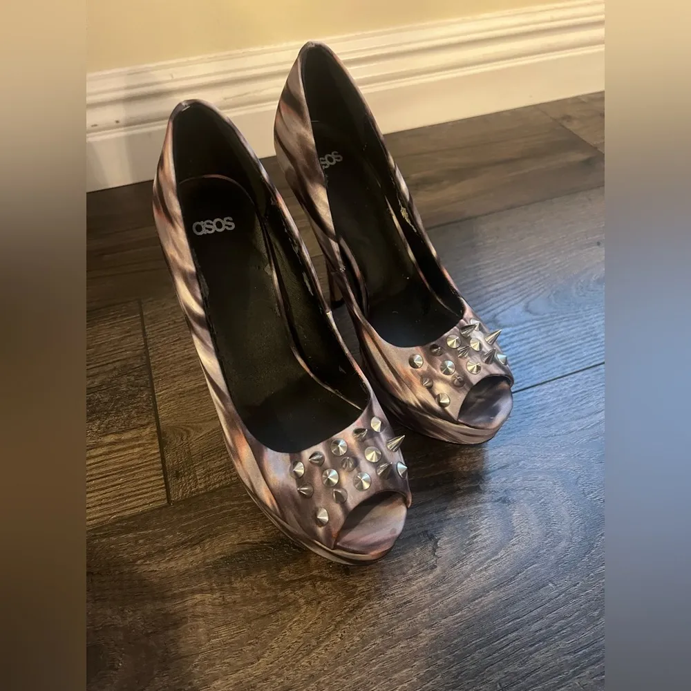 ASOS  Women's Multicolor Platform High Heels with Silver Spikes,Size US 6 - Image 2