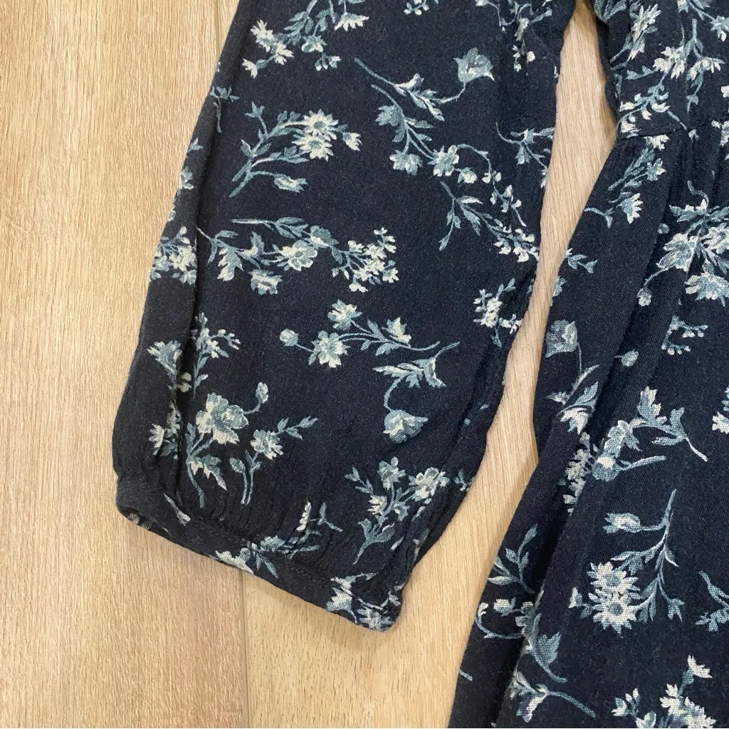 🌟DENIM & SUPPLY 🌟 RALPH LAUREN FLORAL PRINT BABYDOLL MINI DRESS BLACK SZ XS - Image 5