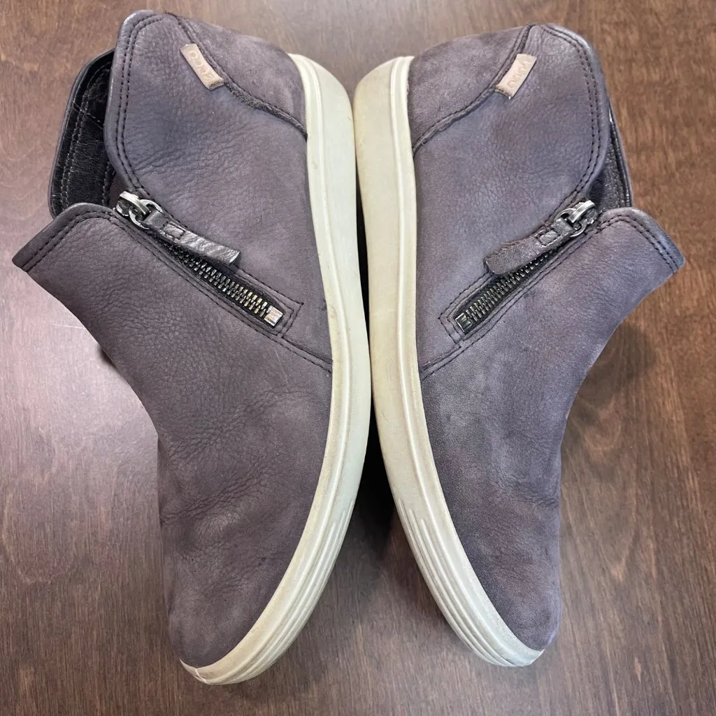 ECCO Soft‎ 7 Low Bootie Women's Size 8 (EU 38) Nubuck Leather Gray Casual Zip - Image 10