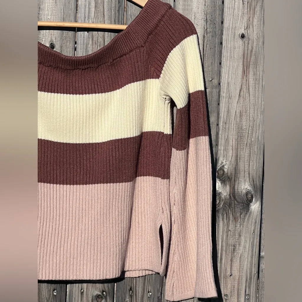 Lulus Morro Brown Multi Striped Ribbed Off-the-Shoulder Sweater - Image 13