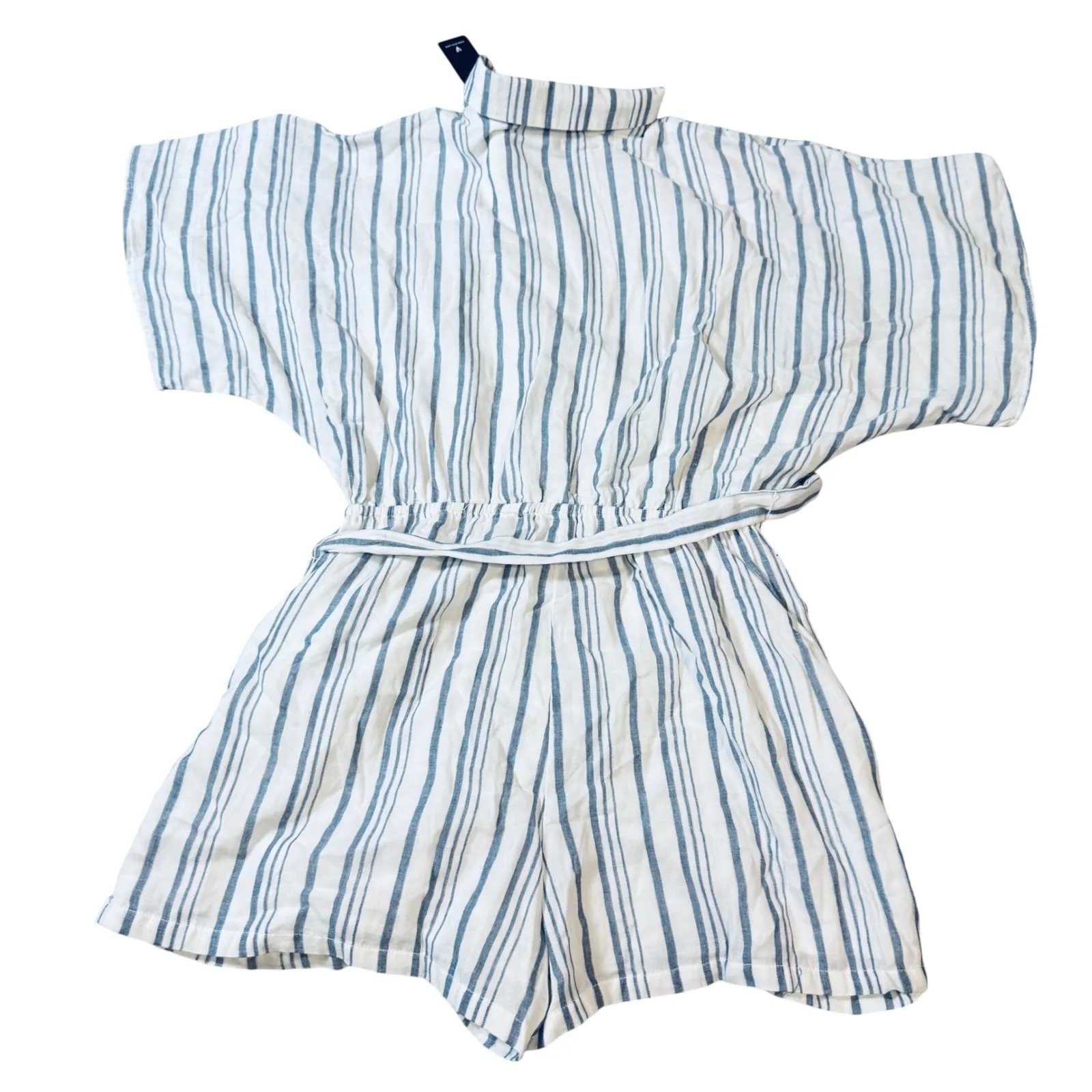NWT Lulus Medium Sun-Drenched Sweetie White and Blue Striped Button-Up Romper - Image 10