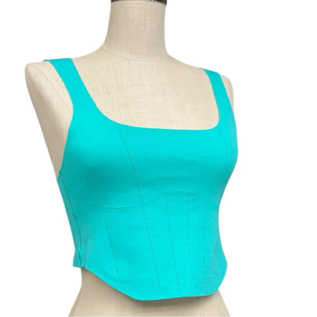 FP Movement Turquoise Strong Core Corset Crop Tank Top Size M/L Athletic Workout - Image 4