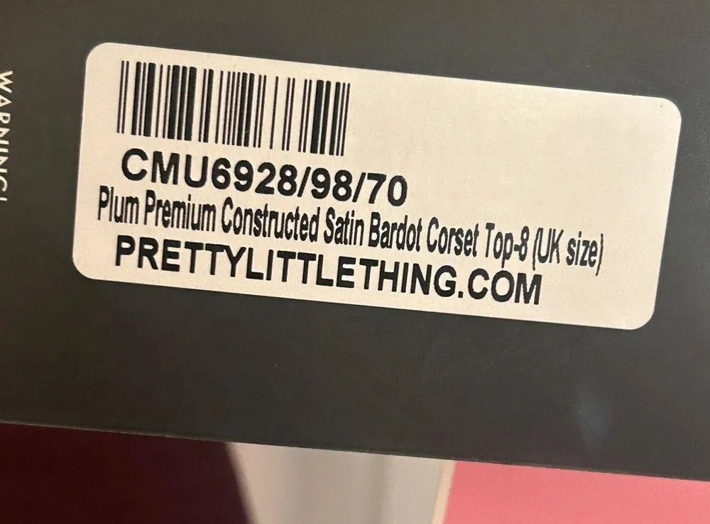 PrettyLittleThing Plum Premium Constructed Satin Bardot Corset Top NWT size 4 - Image 6