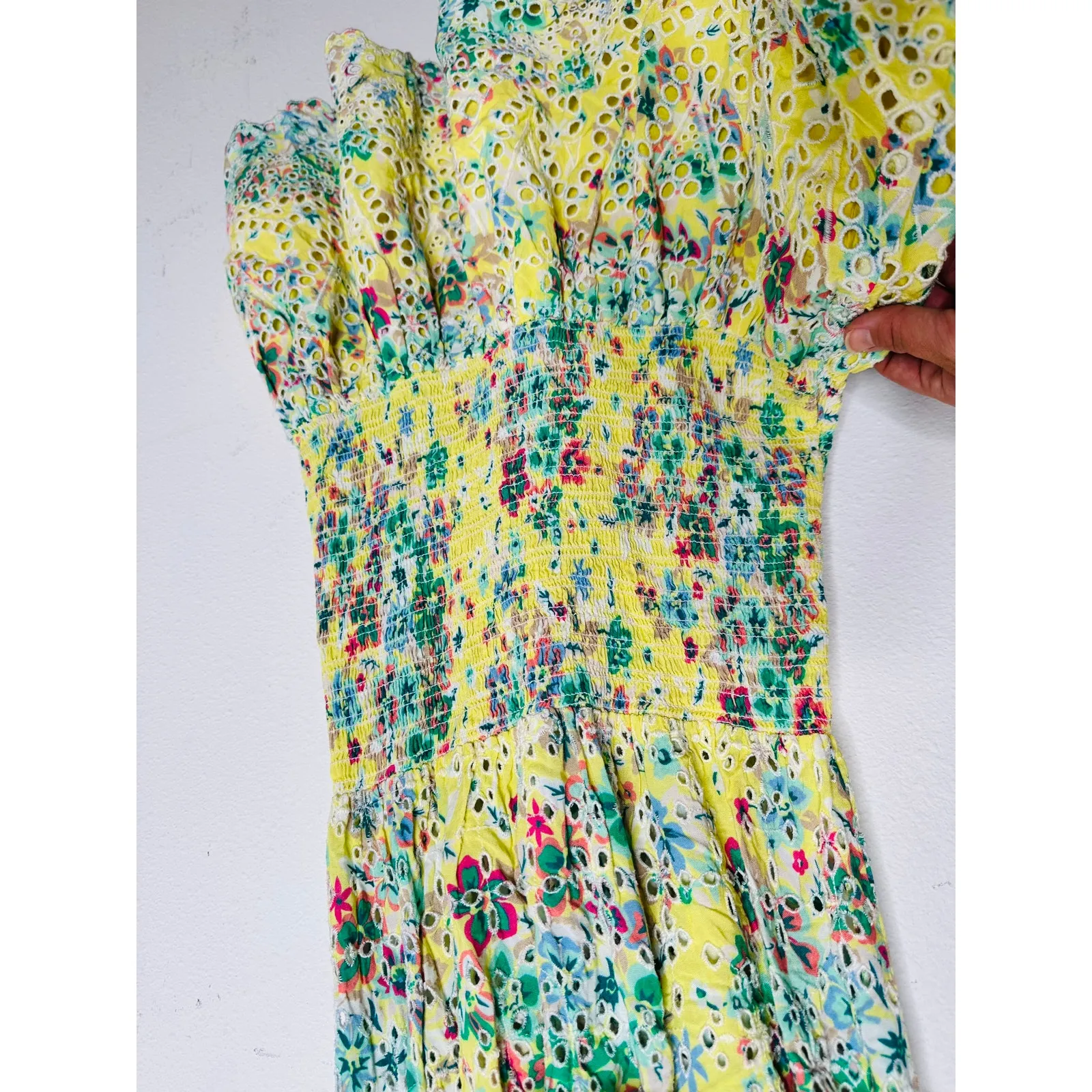 RAMY BROOK Yellow Floral Off-The-Shoulder Ruffles McKenna Dress size Large - Image 6