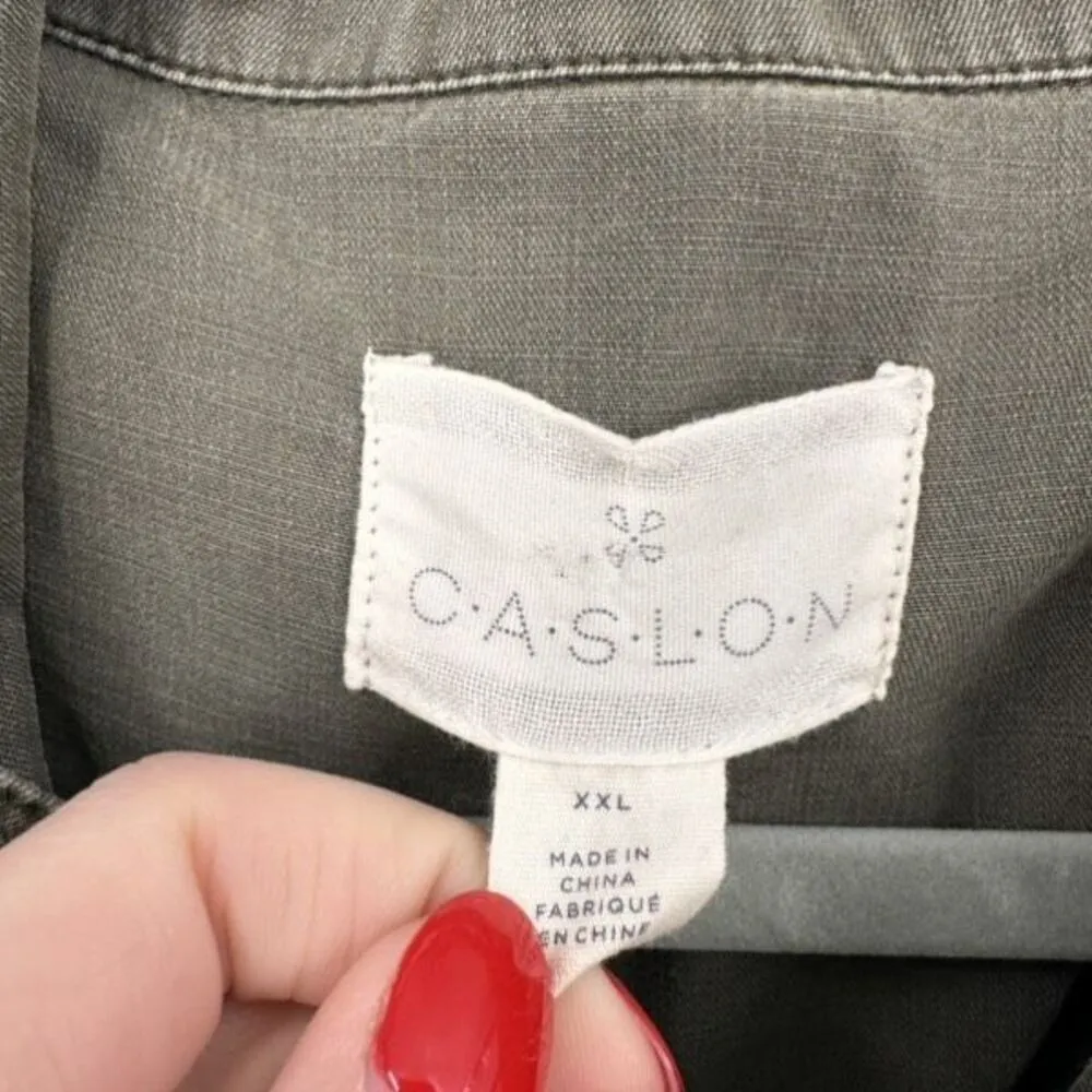 Caslon Women's Olive Green Utility Vest Jacket‎ XXL 2XL Cotton Blend Military - Image 4