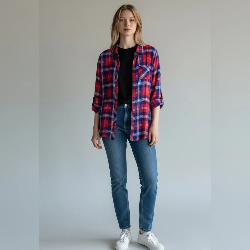 Rails Super Soft Checkered Long Sleeve Button Down Flannel Collared Shirt - Image 8